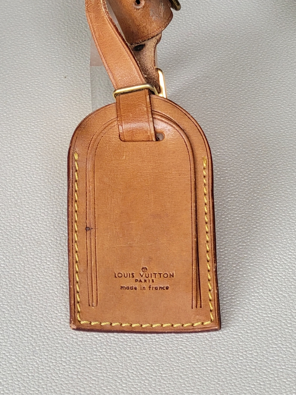 Louis Vuitton Luggage ID Tag & Handle Strap Yellow Stitching and Brass Buckle - Picture 4 of 14